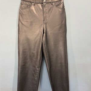 Express Faux Leather Metallic Dark Silver Pants NWOT